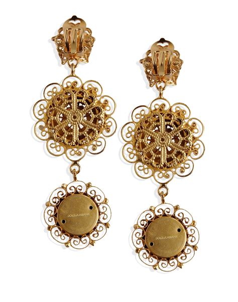 dolce gabbana eggplant earrings|Women's gold earrings with gemstone.